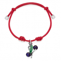 Cotton Cord Bracelet with Mirto Charm in Sterling Silver and Enamel