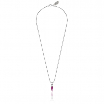 Necklace Boule 45 cm with Mini Chili Pepper Charm in Sterling Silver and Fuchsia Enamel