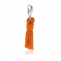 Tassel Charm in Orange Cotton and Sterling Silver