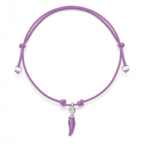 Mini Lilac Cotton Cord Bracelet with Mini Chili Pepper Charm in Sterling Silver and Lilac Enamel