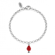 Rolò Mini Bracelet with Pinecone Charm in Sterling Silver and Red Enamel