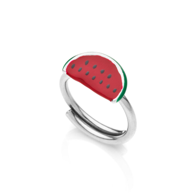 Watermelon Ring in Sterling Silver and Enamel 