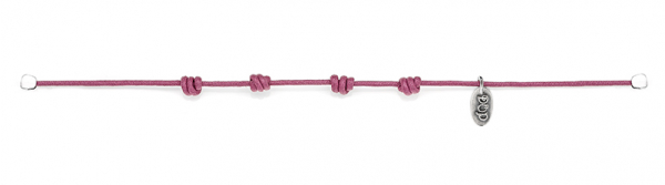 Basis Pink Kordel-Armband gewachste Baumwolle und Silber