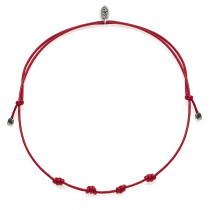 Rote Halskette Basis in gewachste Baumwolle und Silber