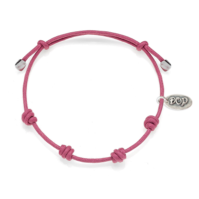 Basis Pink Kordel-Armband gewachste Baumwolle und Silber