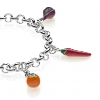 Rolo Premium Bracelet with Calabria Charms in Sterling Silver and Enamel