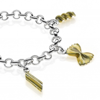 Rolo Premium Bracelet with Pasta Charms in Sterling Silver and Enamel