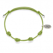 Cotton Cord Bracelet in Apple Green Waxed Cotton and Sterling Silver
