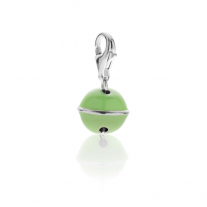 Bell Charm in Sterling Silver and Green Enamel