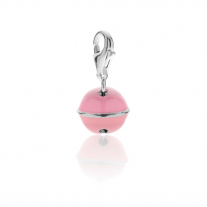 Bell Charm in Sterling Silver and Pink Enamel