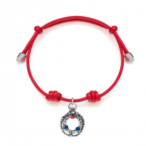 Cotton Cord Bracelet with Forte dei Marmi Life Buoy Charm in Sterling Silver and Enamel