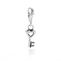 Mini Heart Key Charm in Sterling Silver