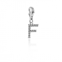 Sparkling Letter F Charm in Sterling Silver 