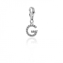 Sparkling Letter G Charm in Sterling Silver 