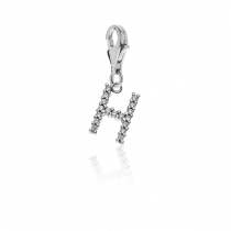 Sparkling Letter H Charm in Sterling Silver 