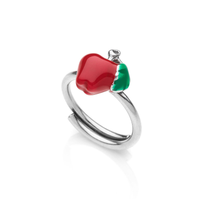 Apple Ring in Sterling Silver and Enamel 