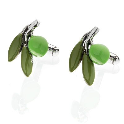 Olive Cufflinks in Sterling Silver and Enamel